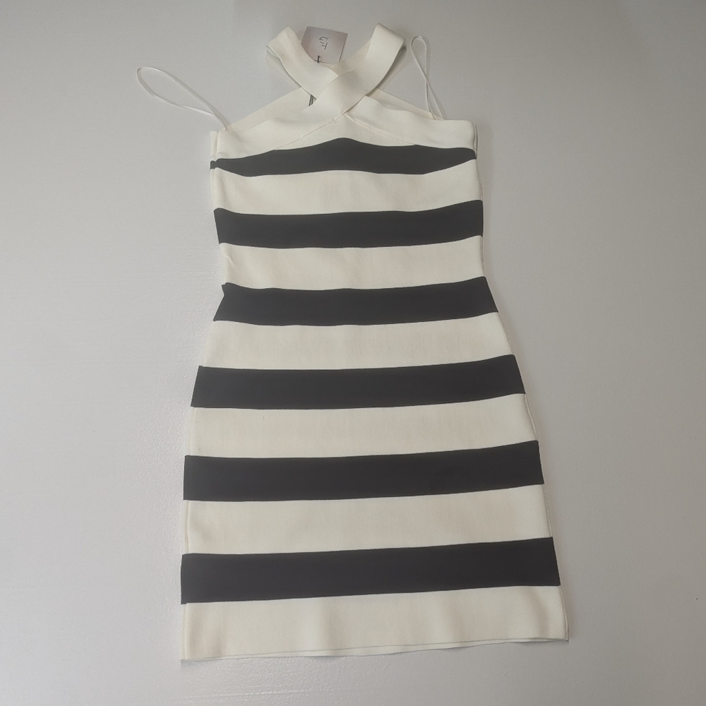 NWT Happily Grey Size Small Black and Cream Knit Dress